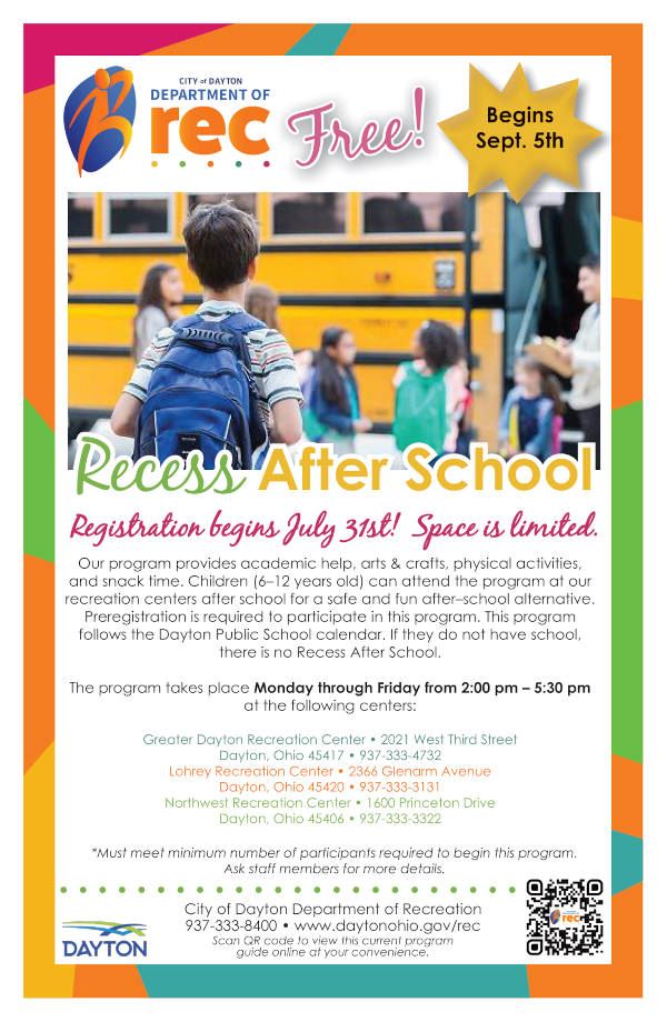 2023 Recess After School Flier