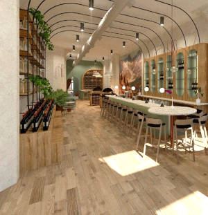 Interior of Joui Wine Bar.