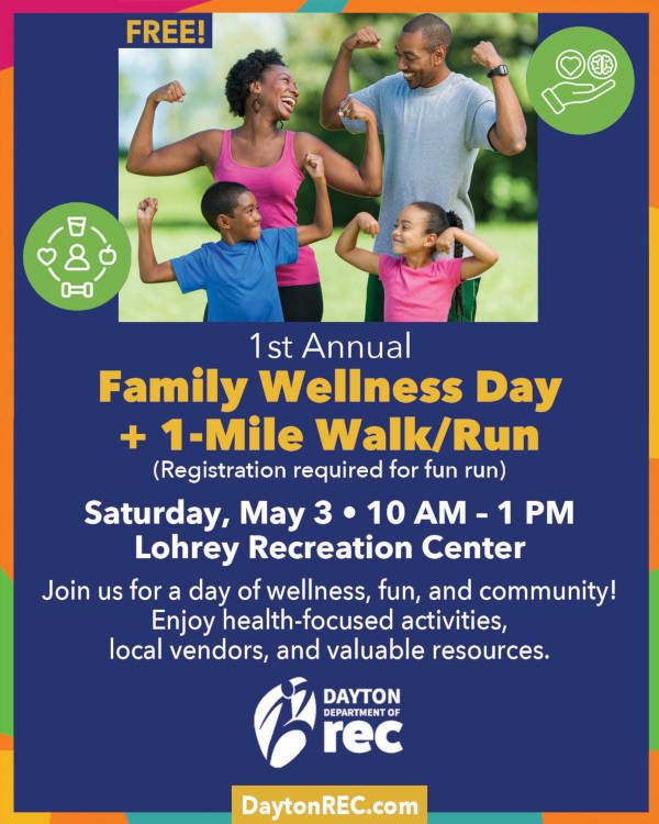 Flier promoting 2025 Family Wellness Day. Text version available below and to right.