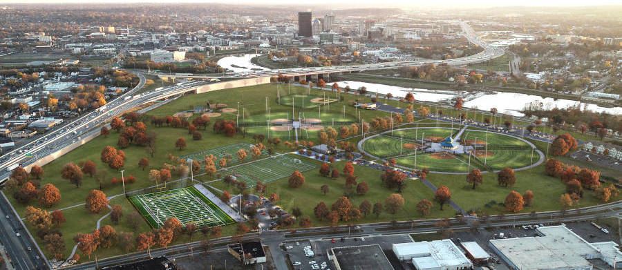 Artists' rendering of completed proposed Kettering Field Sports Complex master plan.